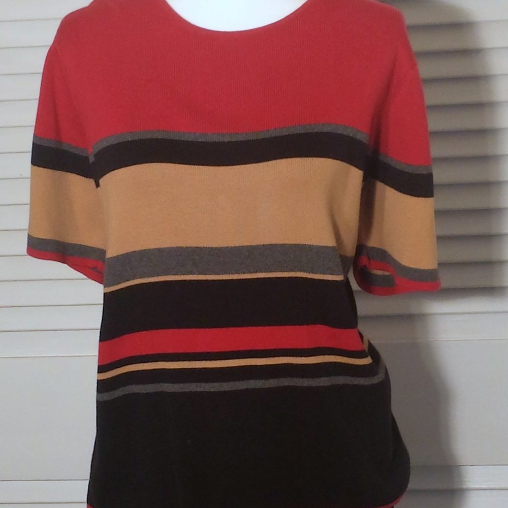 Sag Harbor Woman Sweater Red-Caramel-Black